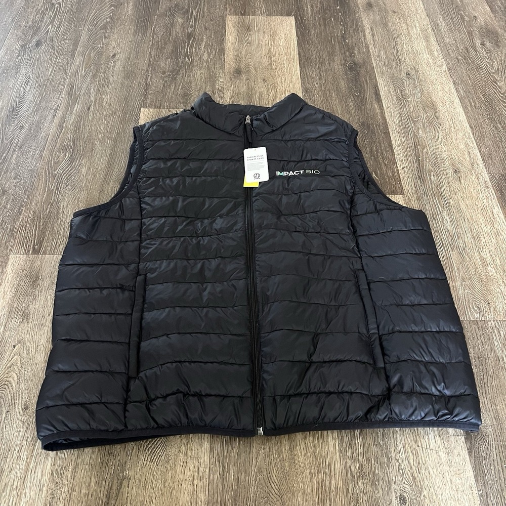 TSLA Puffer Vest Men's Size 2XL Black Packable Full Zip Sleeveless NWT